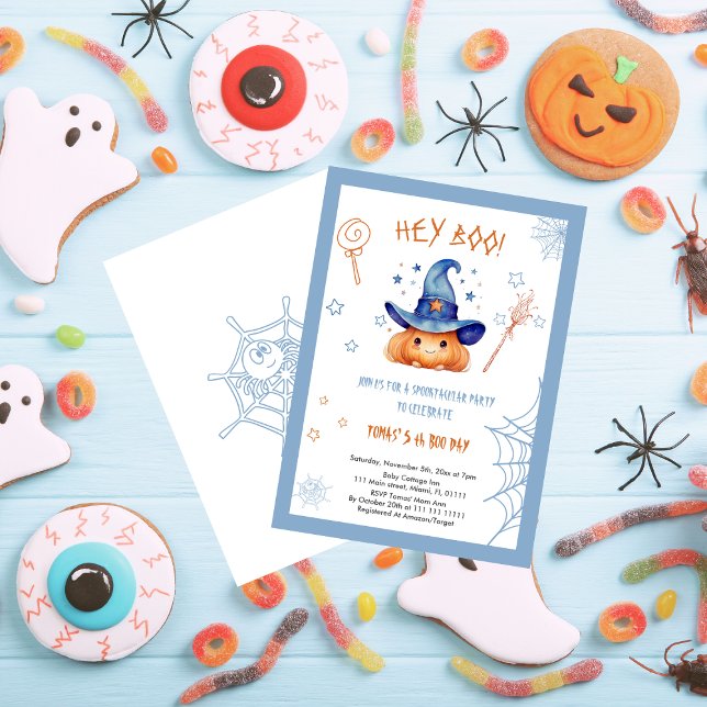 Spooky Cute Halloween 5:e födelsedagspojkinbjudan Inbjudningar (Skapare uppladdad)