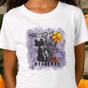 Spooky Cute Halloween Black Cat Fladdermus Namn Li T Shirt