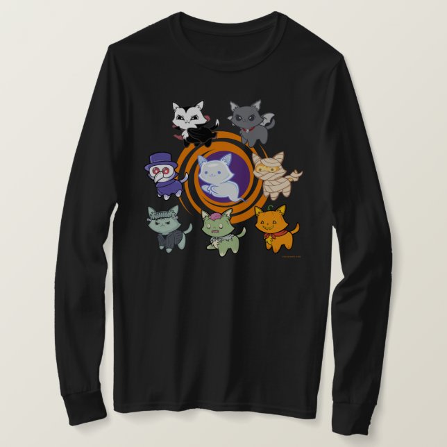 Spooky Cute Halloween Cats Shirt T Shirt (Design framsida)