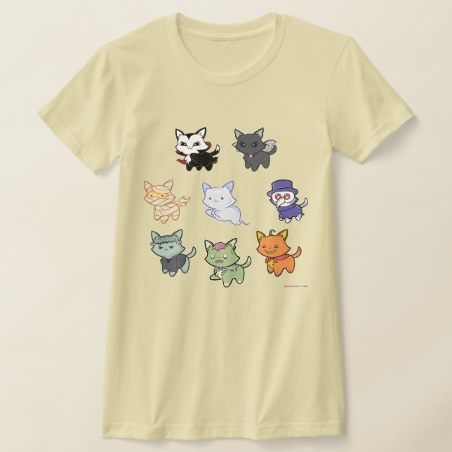 Spooky Cute Halloween Cats T-Shirt (Laydown)