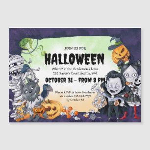 Spooky Cute Halloween fest magnetisk inbjudan Inbjudningskort