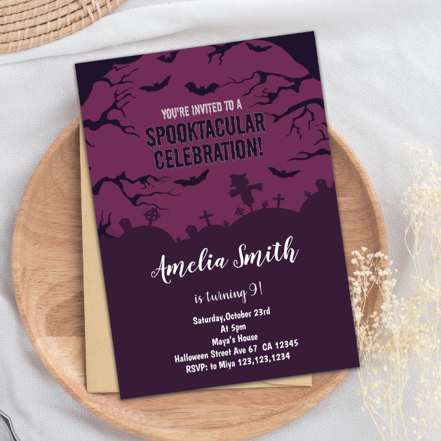Spooky Cute Halloween Födelsedagsfest inbjudan (Halloween Birthday Birthday Invitations)