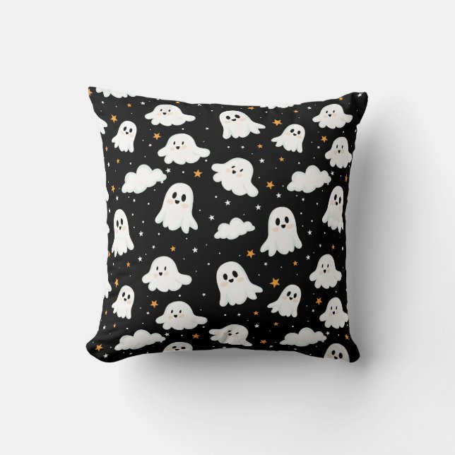 Spooky Cute Halloween Ghost Cloudy Star Himmel Kudde (Framsida)