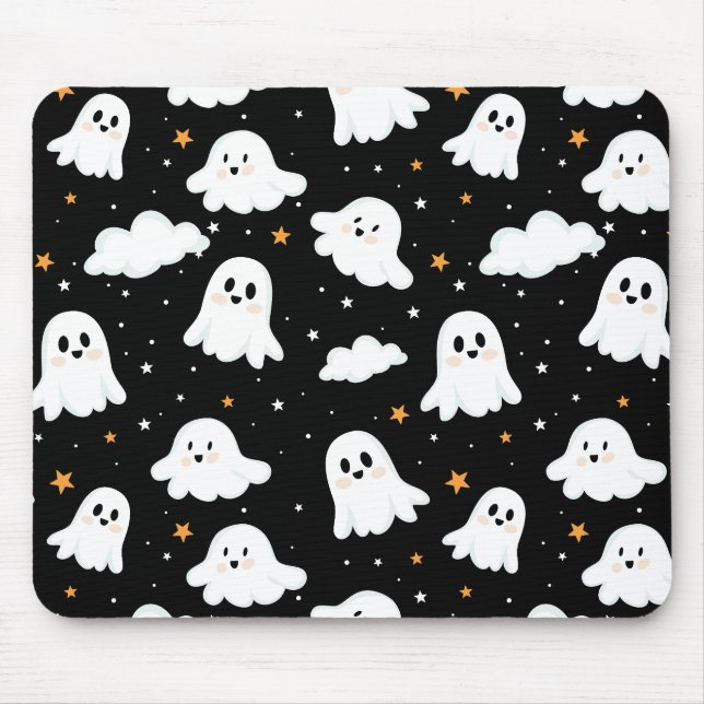 Spooky Cute Halloween Ghost Cloudy Star Himmel Musmatta (Framsidan)