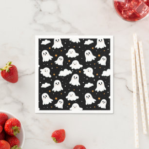Spooky Cute Halloween Ghost Cloudy Star Himmel Pappersservett