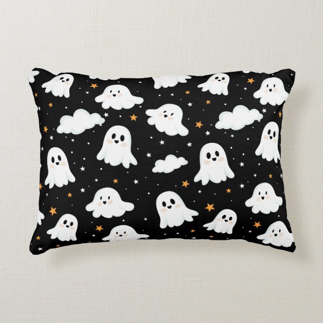 Spooky Cute Halloween Ghost Cloudy Star Himmel Prydnadskudde (Framsidan)