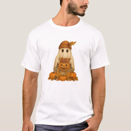 Spooky Cute Halloween Ghost med Pumpkin Candy T Shirt