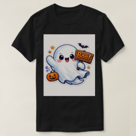 Spooky-Cute Halloween Ghost Sticker T Shirt