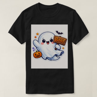 Spooky-Cute Halloween Ghost Sticker T Shirt