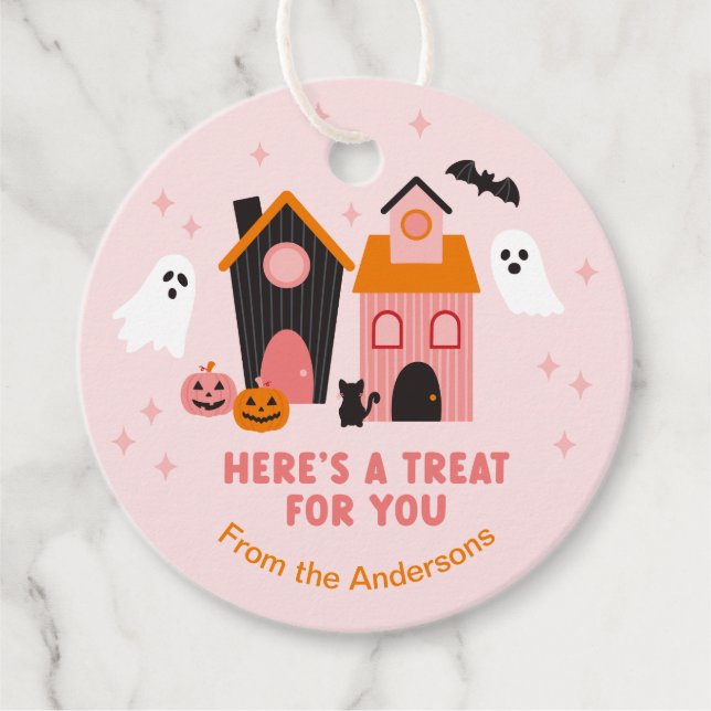 Spooky Cute Halloween Haunted Houses Gåvor Etiketter (Framsida)