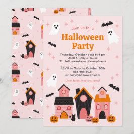 Spooky Cute Halloween Haunted Houses Inbjudningar