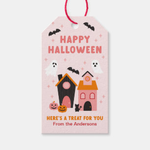 Spooky Cute Halloween Haunted Houses Presentetikett