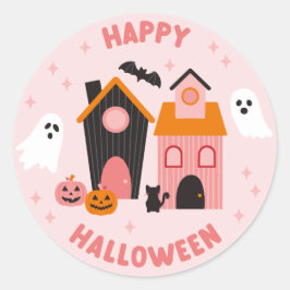 Spooky Cute Halloween Haunted Houses Runt Klistermärke