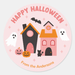 Spooky Cute Halloween Haunted Houses Runt Klistermärke