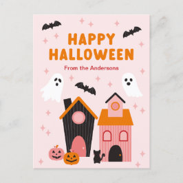 Spooky Cute Halloween Haunted Houses Vykort