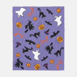 Spooky Cute Halloween Icon Lila Fleece Blanket