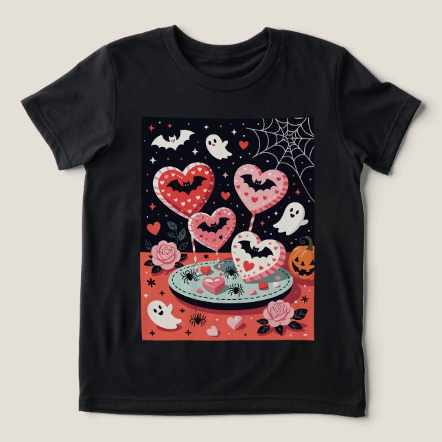 Spooky-cute Halloween Illustration of Heart  T Shirt (Design Framsida)