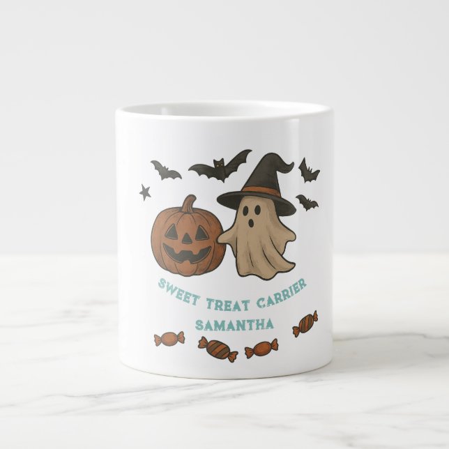 Spooky Cute Halloween Mugg - Boos, Fladdermus & Tr Jumbo Mugg (Framsidan)