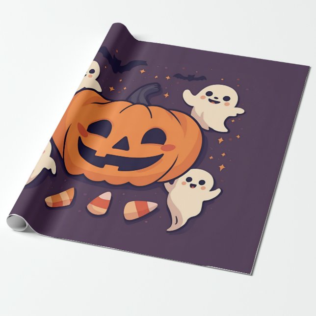 Spooky Cute Halloween Party Presentpapper (Utrullad)