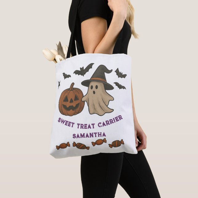 Spooky Cute Halloween Tote - Spöken, Fladdermus &  Tygkasse (Närbild)