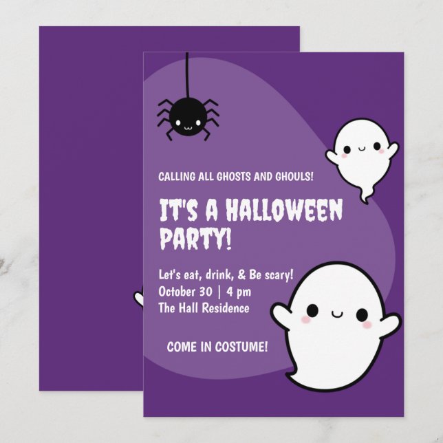 Spooky Cute Kawaii Halloween Ghost Party (Fram/baksida)