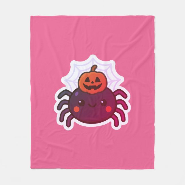 Spooky Cute Kawaii Halloween Spider Fleecefilt (Framsidan)