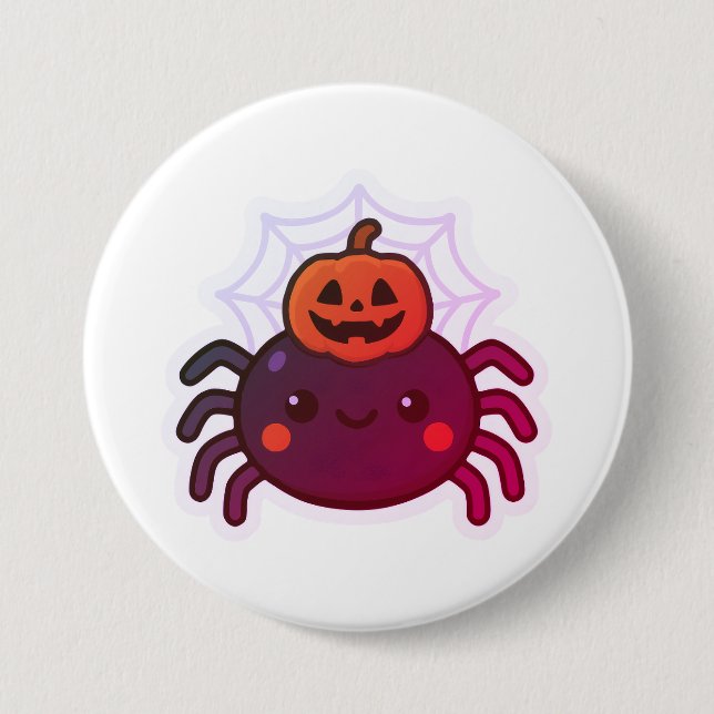 Spooky Cute Kawaii Halloween Spider Knapp (Framsida)