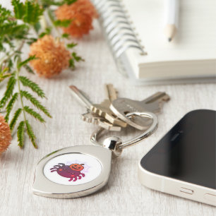 Spooky Cute Kawaii Halloween Spider Swirl Silverfärgad Nyckelring