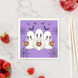 Spooky Cute Kawaii Tecknad Ghost Halloween fest Pappersservett