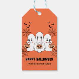 Spooky Cute Kawaii Tecknad Ghost Halloween fest Presentetikett