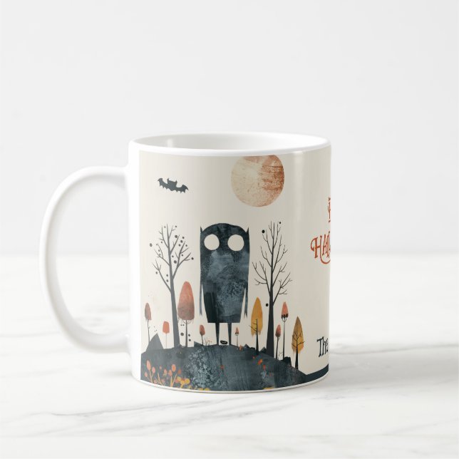 Spooky Cute Monster Fall Scenery Happy halloween Kaffemugg (Vänster)