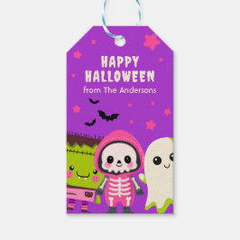 Spooky Cute Monster Mash Lila Happy halloween Presentetikett
