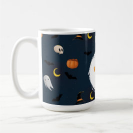 Spooky Cute Mörk blått Happy halloween Ghost Kaffemugg