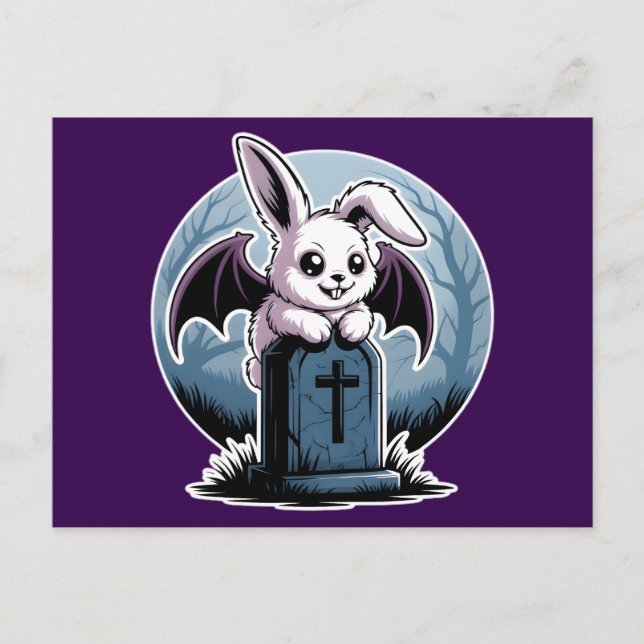 Spooky Cute Pastel Goth Vampire Bunny Halloween Helg Vykort (Framsida)
