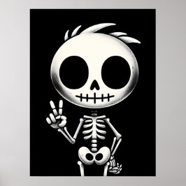 Spooky Cute Skeleton, Halloween Art Poster