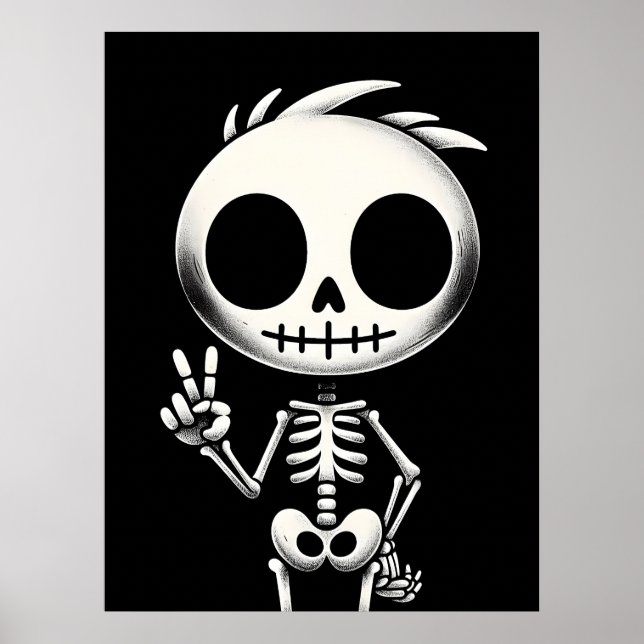 Spooky Cute Skeleton, Halloween Art Poster (Framsidan)