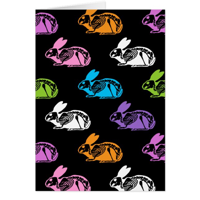 Spooky Cute Skeleton Påskhare Mönster Hälsningskort (Framsidan)