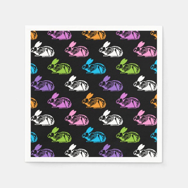 Spooky Cute Skeleton Påskhare Mönster Pappersservett (Framsidan)