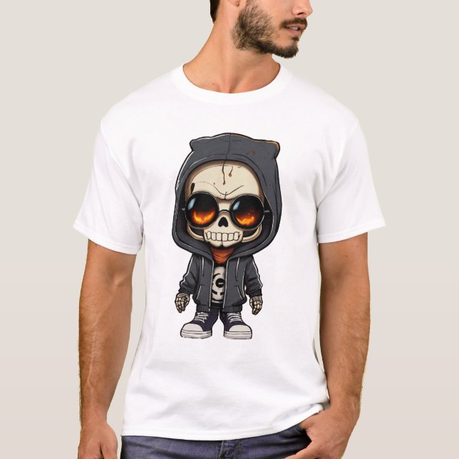 Spooky Cute Skeleton Stuffed Halloween T-Shirt (Framsida)
