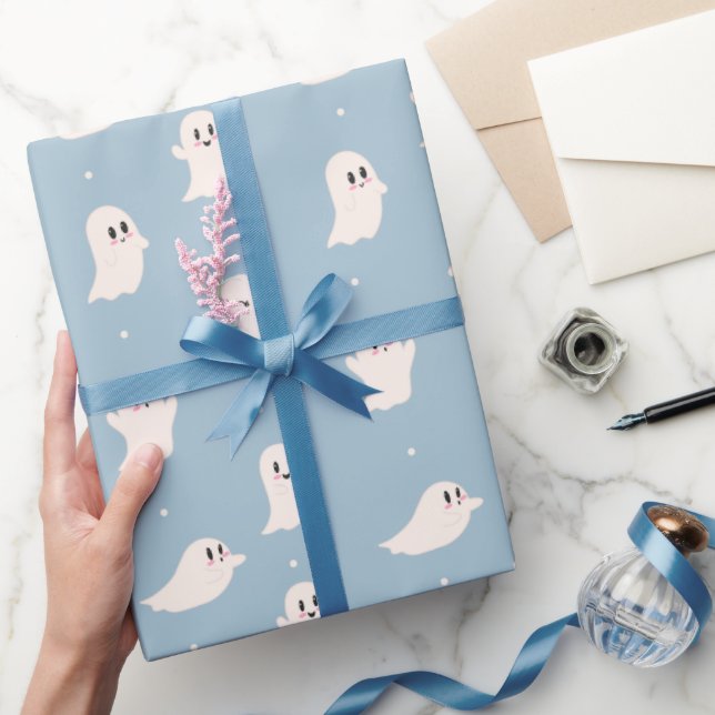 Spooky Cute Spöken Blue Halloween Presentpapper (Gifting)