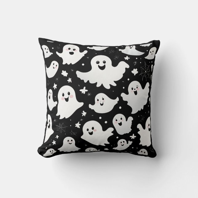 Spooky Cute Spöken: En lekfull Halloween Mönster Kudde (Framsida)