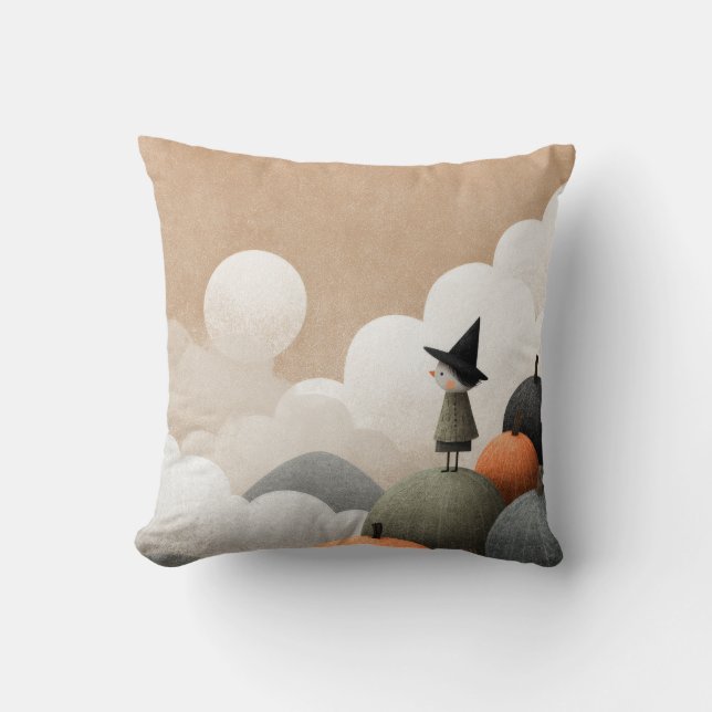 Spooky Cute Witch Art Halloween Nursery Kudde (Framsida)