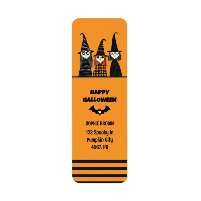 Spooky Cute Witches Happy halloween Returadress Returadress Etikett (Framsidan)