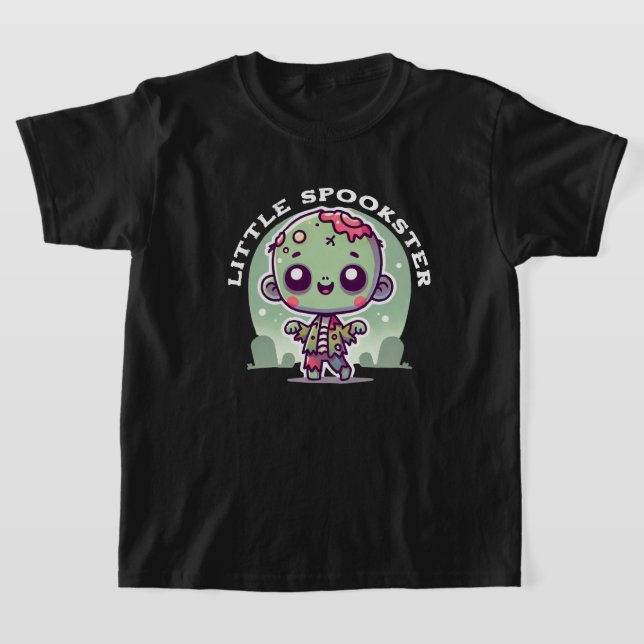 Spooky, Cute Zombie som går i kyrkogården, Hallowe T Shirt (Laydown)