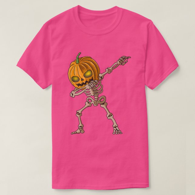 Spooky Dabbing Pumpkin Skeleton Halloween fest  T Shirt (Design framsida)