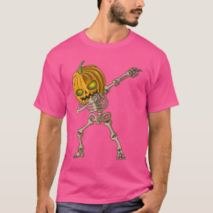 Spooky Dabbing Pumpkin Skeleton Halloween fest T Shirt