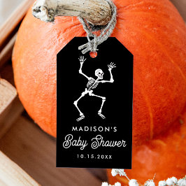 Spooky Dancing Skeleton Baby Shower Favor Presentetikett