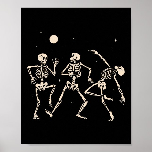 Spooky Dancing Skeletons Halloween Costume Music A Poster (Framsidan)
