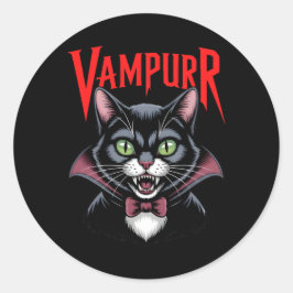 Spooky Dapper Vampurr Vampire Cat Halloween Runt Klistermärke