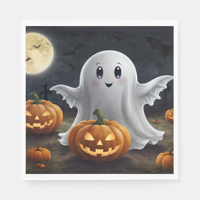 Spooky Delight: Ghokoste Halloween-Roligt Pappersservett (Framsidan)